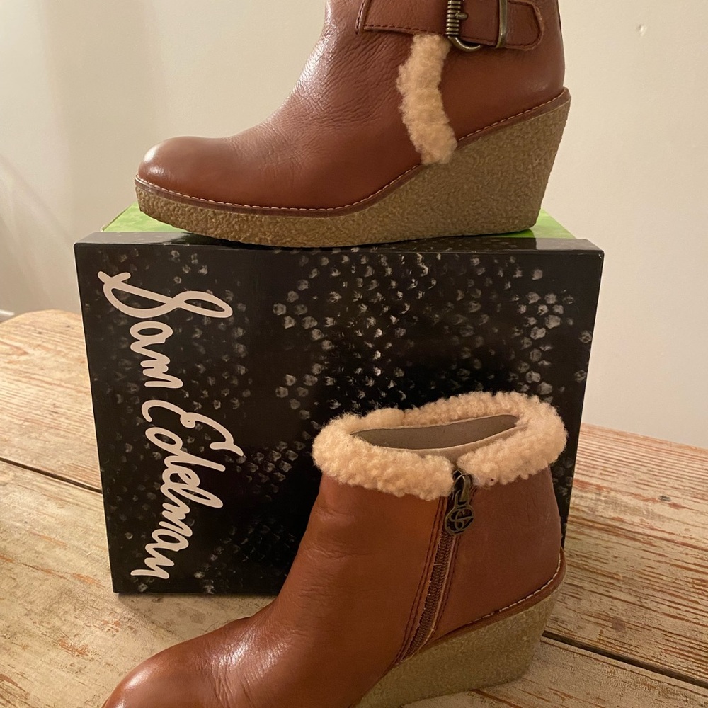 Sam Edelman brown leather ankle boots